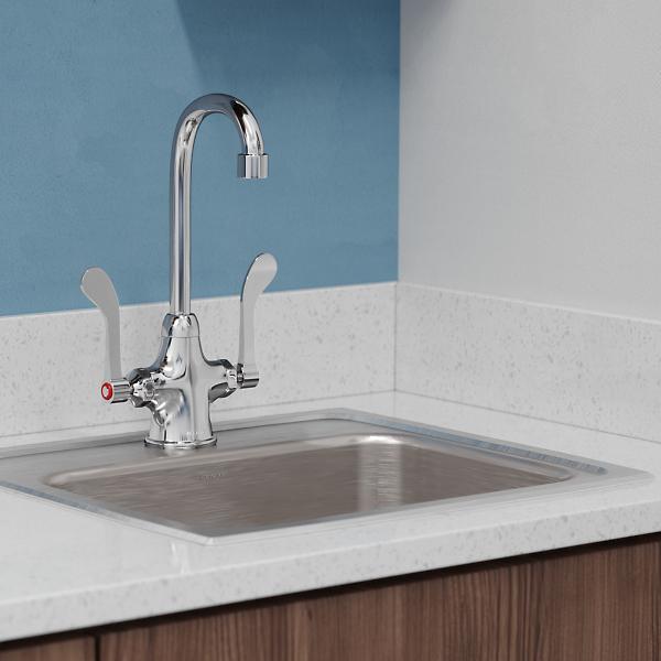 Elkay LK500GN04T4 Single Hole with Concealed Deck Faucet with 4" Gooseneck Spout 4" Wristblade Handles Chrome