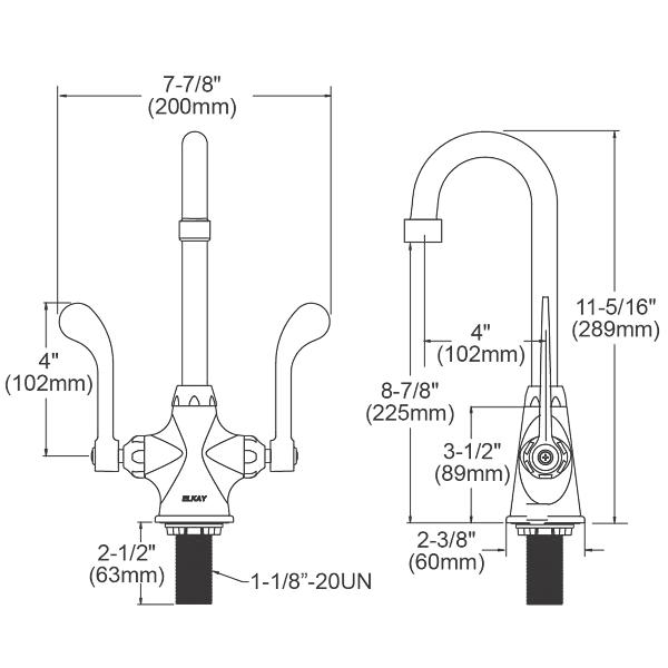 Elkay LK500GN04T4 Single Hole with Concealed Deck Faucet with 4" Gooseneck Spout 4" Wristblade Handles Chrome