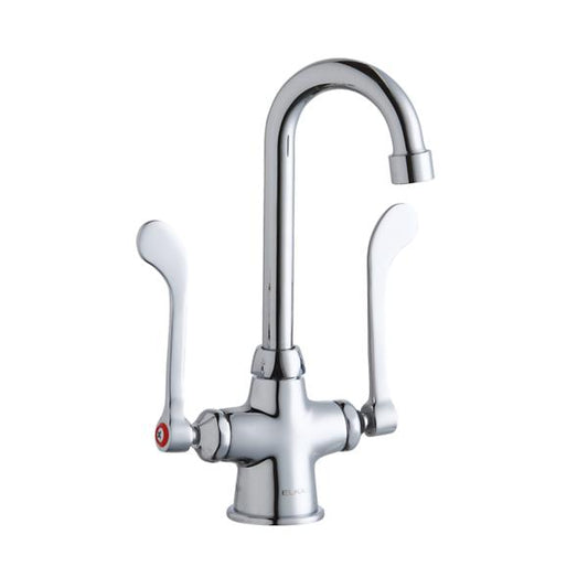 Elkay LK500GN04T6 Single Hole with Concealed Deck Faucet with 4" Gooseneck Spout 6" Wristblade Handles Chrome