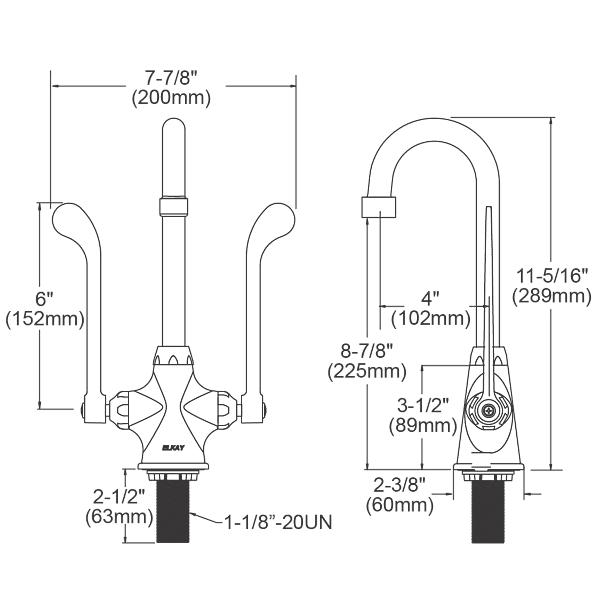 Elkay LK500GN04T6 Single Hole with Concealed Deck Faucet with 4" Gooseneck Spout 6" Wristblade Handles Chrome