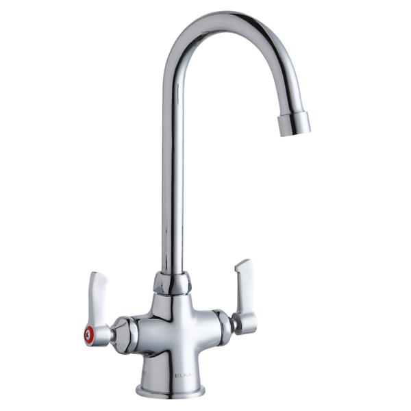 Elkay LK500GN05L2 Single Hole with Concealed Deck Faucet with 5" Gooseneck Spout 2" Lever Handles Chrome