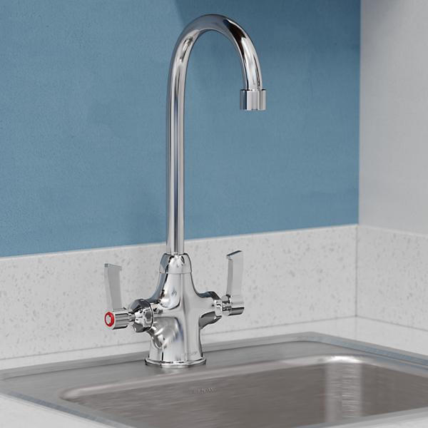 Elkay LK500GN05L2 Single Hole with Concealed Deck Faucet with 5" Gooseneck Spout 2" Lever Handles Chrome