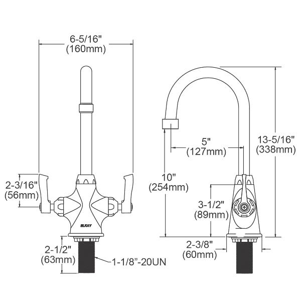 Elkay LK500GN05L2 Single Hole with Concealed Deck Faucet with 5" Gooseneck Spout 2" Lever Handles Chrome