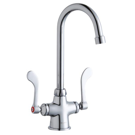 Elkay LK500GN05T4 Single Hole with Concealed Deck Faucet with 5" Gooseneck Spout 4" Wristblade Handles Chrome