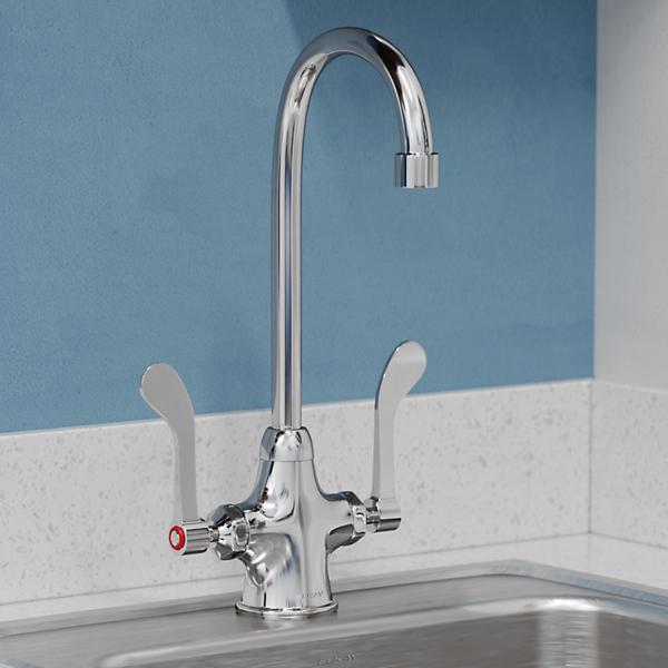 Elkay LK500GN05T4 Single Hole with Concealed Deck Faucet with 5" Gooseneck Spout 4" Wristblade Handles Chrome