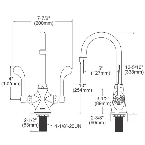 Elkay LK500GN05T4 Single Hole with Concealed Deck Faucet with 5" Gooseneck Spout 4" Wristblade Handles Chrome