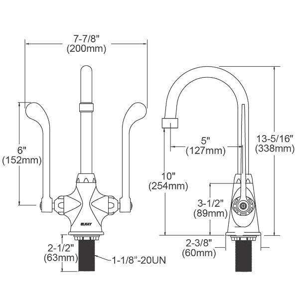 Elkay LK500GN05T6 Single Hole with Concealed Deck Faucet with 5" Gooseneck Spout 6" Wristblade Handles Chrome