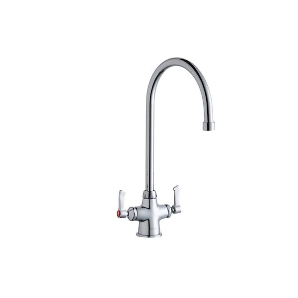 Elkay LK500GN08L2 Single Hole with Concealed Deck Faucet with 8" Gooseneck Spout 2" Lever Handles Chrome