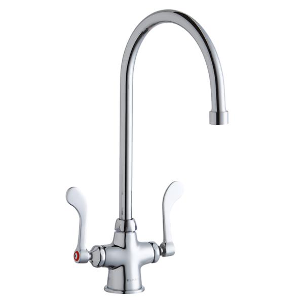 Elkay LK500GN08T4 Single Hole with Concealed Deck Faucet with 8" Gooseneck Spout 4" Wristblade Handles Chrome