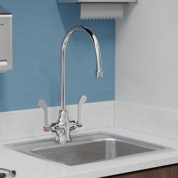 Elkay LK500GN08T4 Single Hole with Concealed Deck Faucet with 8" Gooseneck Spout 4" Wristblade Handles Chrome