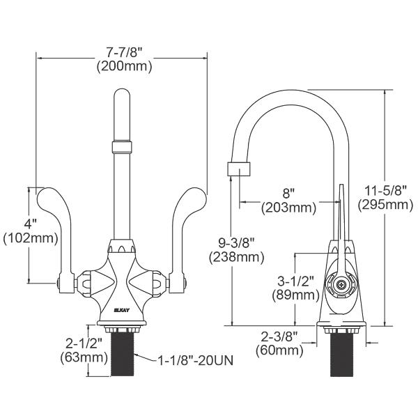 Elkay LK500GN08T4 Single Hole with Concealed Deck Faucet with 8" Gooseneck Spout 4" Wristblade Handles Chrome