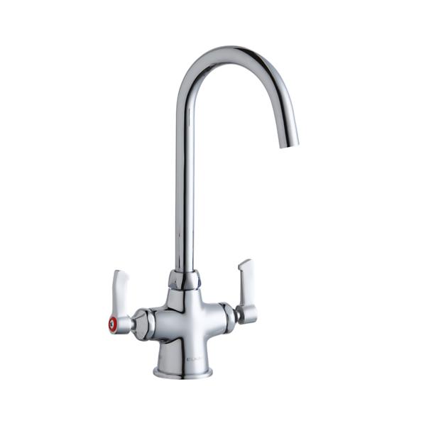 Elkay LK500LGN05L2 Single Hole with Concealed Deck Laminar Flow Faucet with 5" Gooseneck Spout 2" Lever Handles Chrome