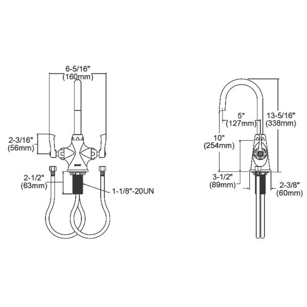 Elkay LK500LGN05L2 Single Hole with Concealed Deck Laminar Flow Faucet with 5" Gooseneck Spout 2" Lever Handles Chrome