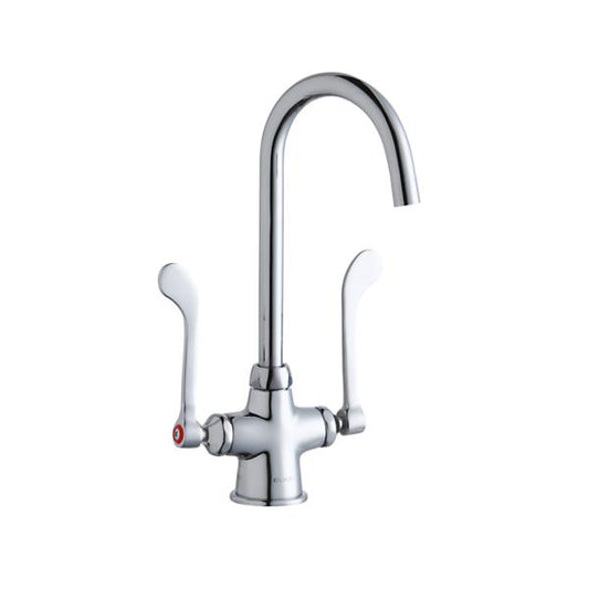 Elkay LK500LGN05T6 Single Hole with Concealed Deck Laminar Flow Faucet with 5" Gooseneck Spout 6" Wristblade Handles Chrome