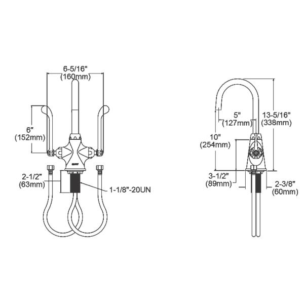 Elkay LK500LGN05T6 Single Hole with Concealed Deck Laminar Flow Faucet with 5" Gooseneck Spout 6" Wristblade Handles Chrome