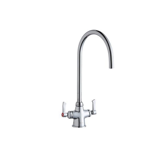 Elkay LK500LGN08L2 Single Hole with Concealed Deck Laminar Flow Faucet with 8" Gooseneck Spout 2" Lever Handles Chrome