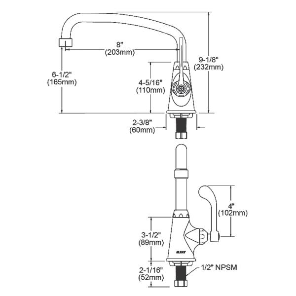 Elkay LK535AT08T4 Single Hole with Single Control Faucet with 8" Arc Tube Spout 4" Wristblade Handle Chrome