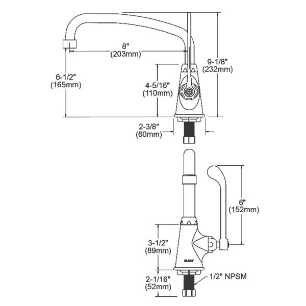 Elkay LK535AT08T6 Single Hole with Single Control Faucet with 8" Arc Tube Spout 6" Wristblade Handle Chrome