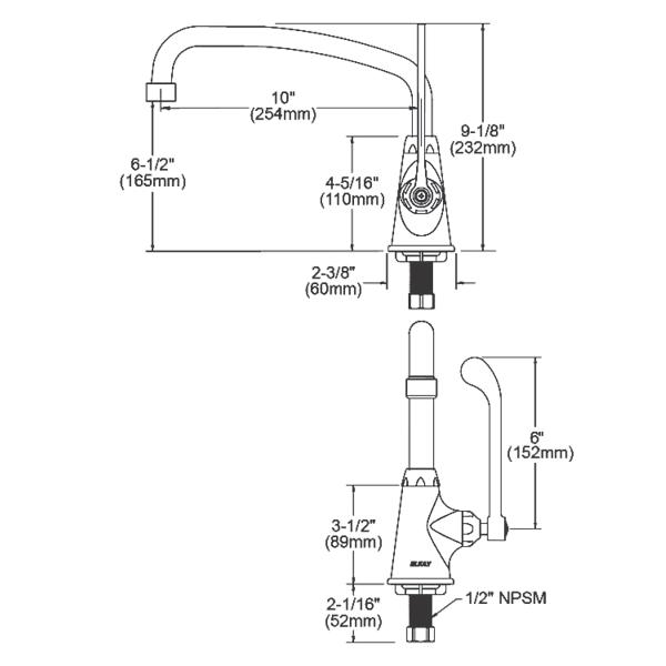 Elkay LK535AT10T6 Single Hole with Single Control Faucet with 10" Arc Tube Spout 6" Wristblade Handle Chrome