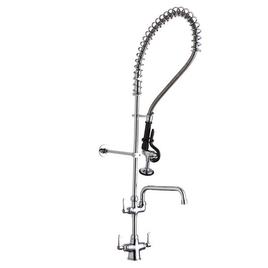 Elkay LK543AF12LC Single Hole Concealed Deck Mount Faucet 44in Flexible Hose with 1.2 GPM Spray Head + 12" Arc Tube Spout 2" Lever Handles