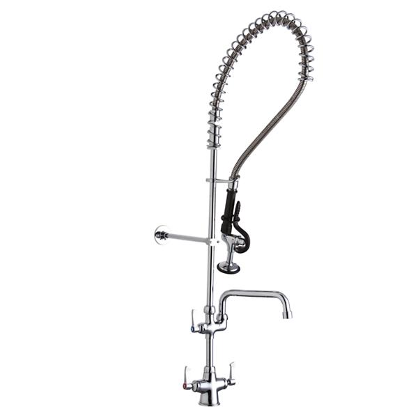 Elkay LK543AF10LC Single Hole Concealed Deck Mount Faucet 44in Flexible Hose with 1.2 GPM Spray Head + 10" Arc Tube Spout 2" Lever Handles