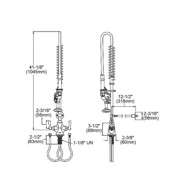 Elkay LK543LC Single Hole Concealed Deck Mount Faucet 44in Flexible Hose w/1.2 GPM Spray Head 2" Lever Handles 1.2 GPM Spray Head