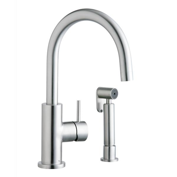 Elkay LK7922SSS Allure Single Hole Kitchen Faucet with Lever Handle and Side Spray Satin Stainless Steel