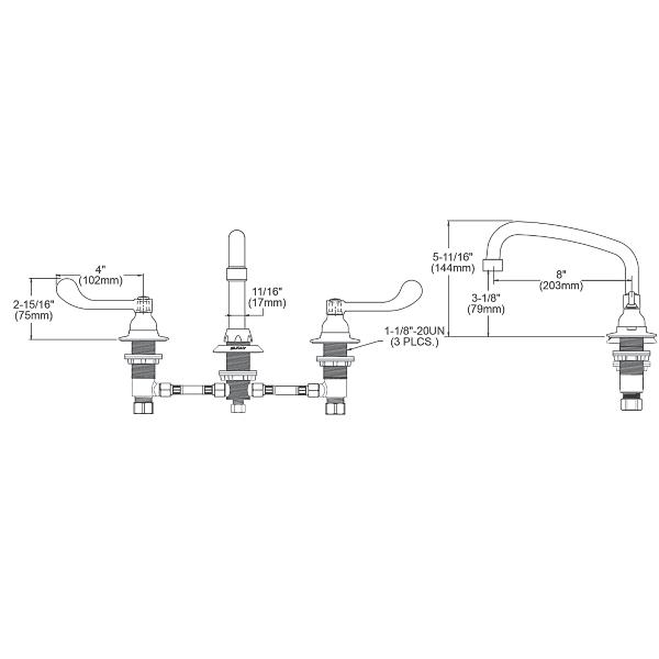 Elkay LK800AT08T4 8" Centerset with Concealed Deck Faucet with 8" Arc Tube Spout 4" Wristblade Handles Chrome