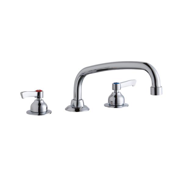 Elkay LK800AT10L2 8" Centerset with Concealed Deck Faucet with 10" Arc Tube Spout 2" Lever Handles Chrome