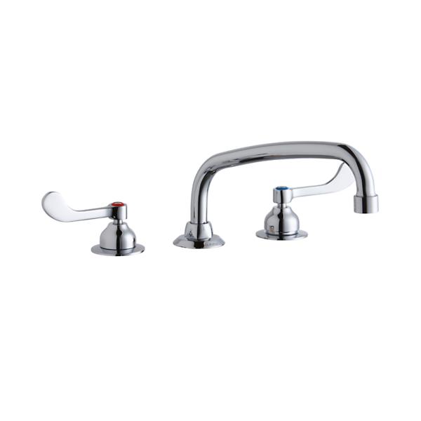 Elkay LK800AT10T4 8" Centerset with Concealed Deck Faucet with 10" Arc Tube Spout 4" Wristblade Handles Chrome