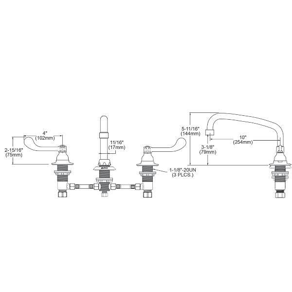 Elkay LK800AT10T4 8" Centerset with Concealed Deck Faucet with 10" Arc Tube Spout 4" Wristblade Handles Chrome