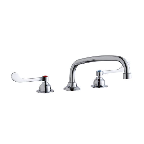 Elkay LK800AT10T6 8" Centerset with Concealed Deck Faucet with 10" Arc Tube Spout 6" Wristblade Handles Chrome