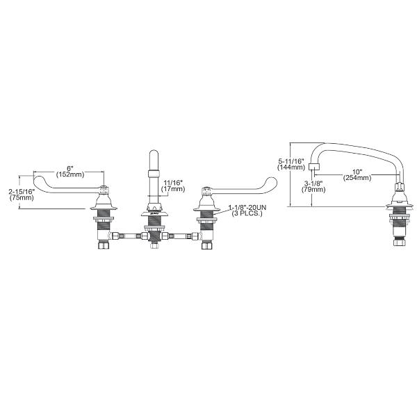 Elkay LK800AT10T6 8" Centerset with Concealed Deck Faucet with 10" Arc Tube Spout 6" Wristblade Handles Chrome