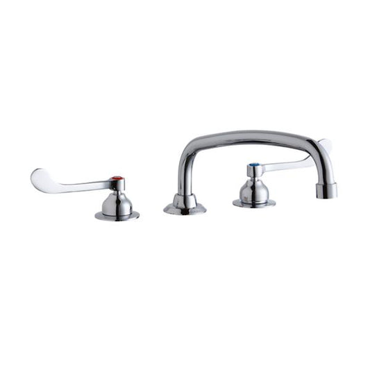 Elkay LK800AT12T6 8" Centerset with Concealed Deck Faucet with 12" Arc Tube Spout 6" Wristblade Handles Chrome