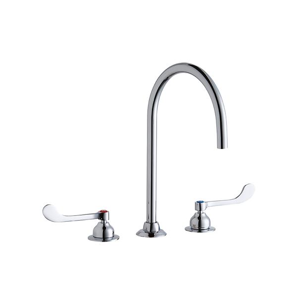 Elkay LK800LGN08T6 8" Centerset with Concealed Deck Laminar Flow Faucet with 8" Gooseneck Spout 6" Wristblade Handles Chrome