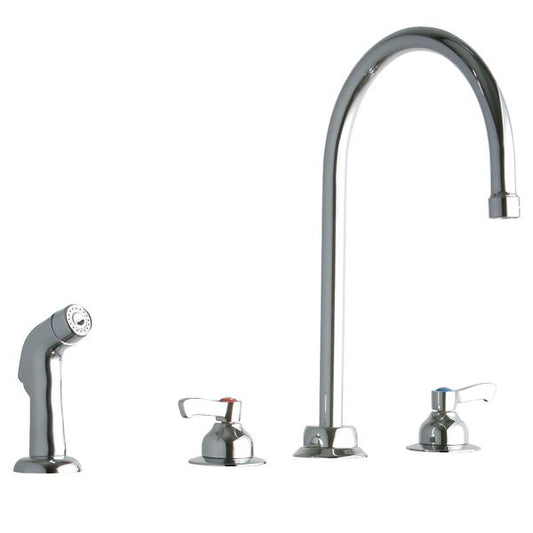 Elkay LK801GN08L2 8" Centerset with Concealed Deck Faucet with 8" Gooseneck Spout 2" Lever Handles with Side Spray Chrome