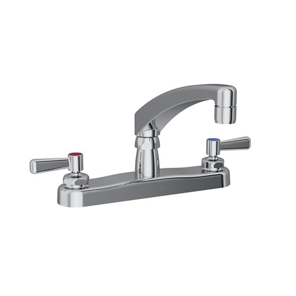 Elkay LK810AT08L2 8" Centerset with Exposed Deck Faucet with 8" Arc Tube Spout 2" Lever Handles Chrome