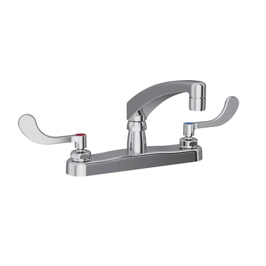 Elkay LK810AT08T4 8" Centerset with Exposed Deck Faucet with 8" Arc Tube Spout 4" Wristblade Handles Chrome