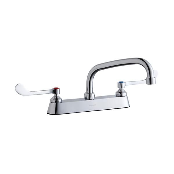 Elkay LK810AT08T6 8" Centerset with Exposed Deck Faucet with 8" Arc Tube Spout 6" Wristblade Handles Chrome