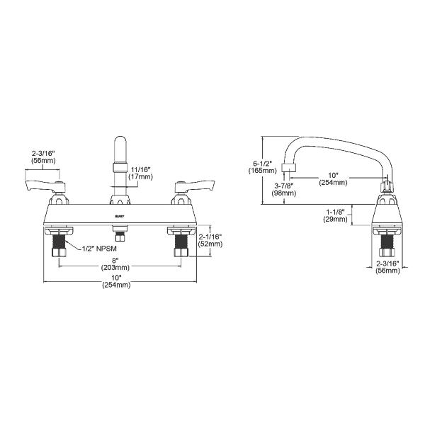 Elkay LK810AT10L2 8" Centerset with Exposed Deck Faucet with 10" Arc Tube Spout 2" Lever Handles Chrome