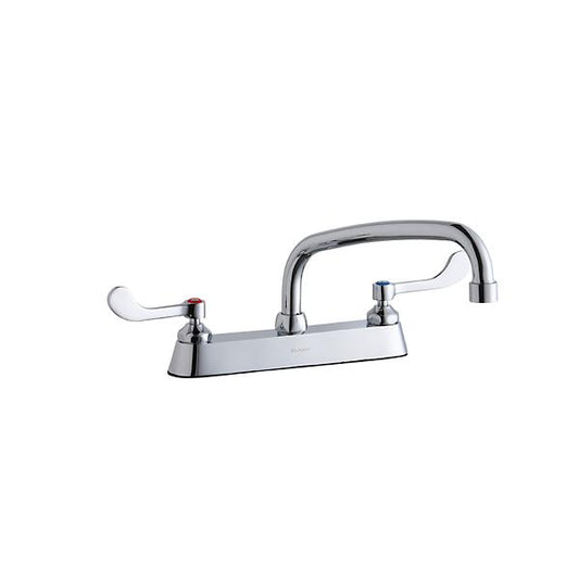 Elkay LK810AT10T4 8" Centerset with Exposed Deck Faucet with 10" Arc Tube Spout 4" Wristblade Handles Chrome