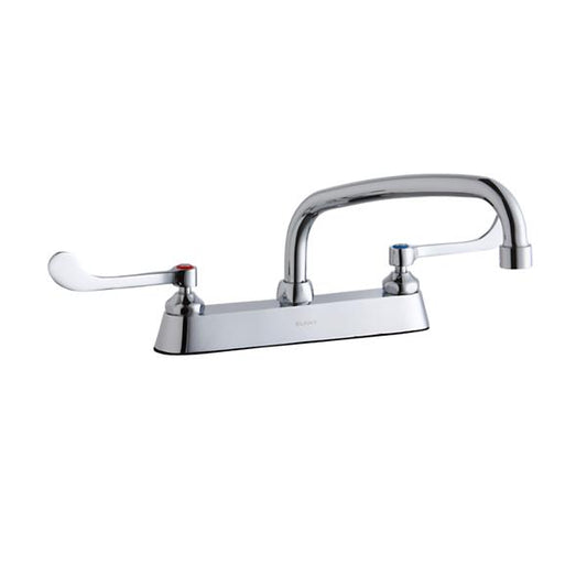 Elkay LK810AT10T6 8" Centerset with Exposed Deck Faucet with 10" Arc Tube Spout 6" Wristblade Handles Chrome