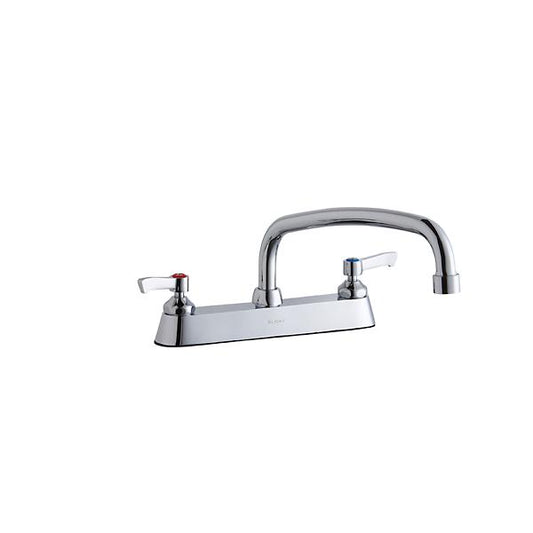 Elkay LK810AT12L2 8" Centerset with Exposed Deck Faucet with 12" Arc Tube Spout 2" Lever Handles Chrome