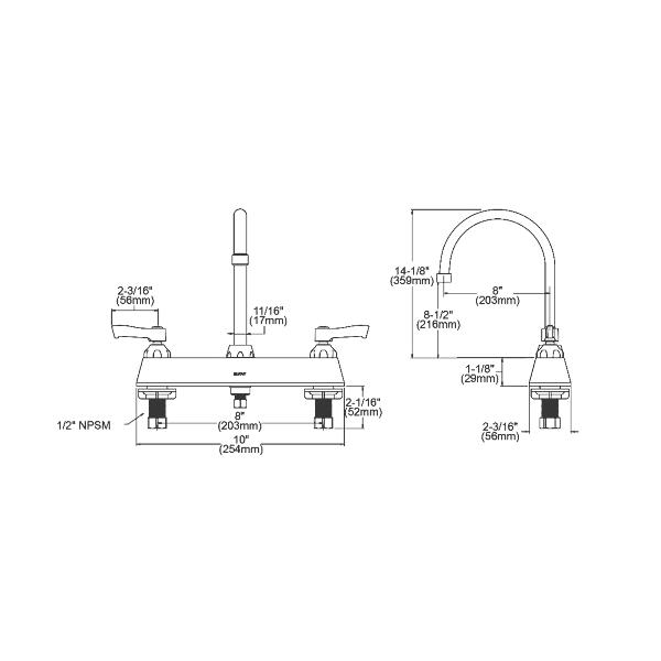 Elkay LK810GN08L2 8" Centerset with Exposed Deck Faucet with 8" Gooseneck Spout 2" Lever Handles Chrome