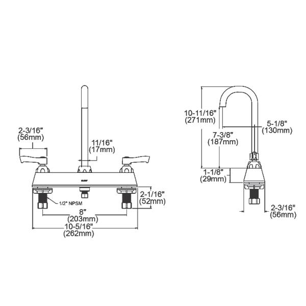 Elkay LK810LGN05L2 8" Centerset with Exposed Deck Laminar Flow Faucet with 5" Gooseneck Spout 2" Lever Handles Chrome