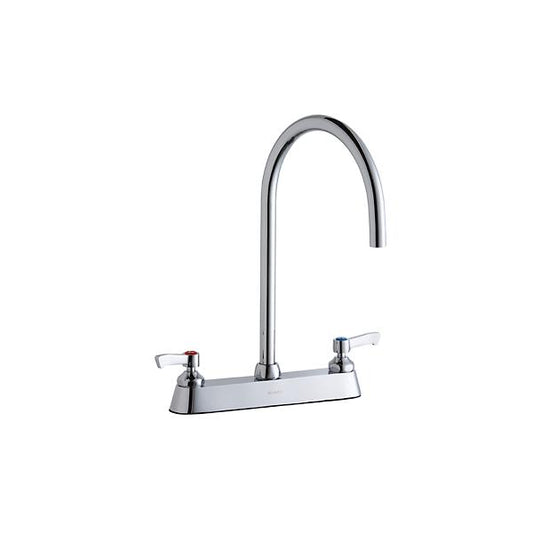 Elkay LK810LGN08L2 8" Centerset with Exposed Deck Laminar Flow Faucet with 8" Gooseneck Spout 2" Lever Handles Chrome