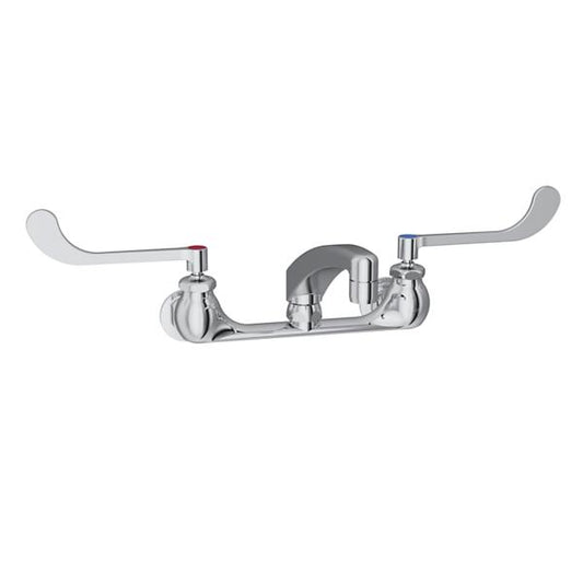 Elkay LK940AT08T6H Foodservice 8" Centerset Wall Mount Faucet with 8" Arc Tube Spout 6" Wristblade Handles 1/2" Offset Inlets