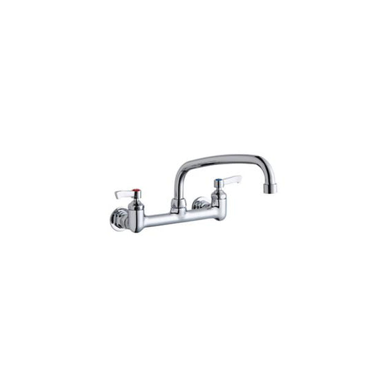 Elkay LK940AT10L2H Foodservice 8" Centerset Wall Mount Faucet with 10" Arc Tube Spout 2" Lever Handles 1/2" Offset Inlets Chrome