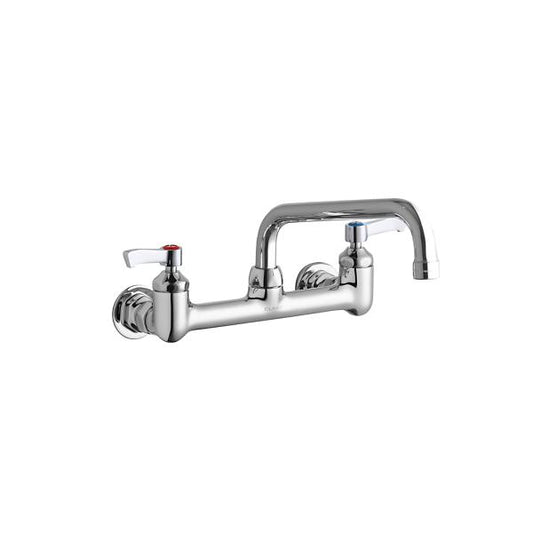 Elkay LK940TS08L2H Foodservice 8" Centerset Wall Mount Faucet with 8" Tube Spout 2" Lever Handles 1/2" Offset Inlets Chrome