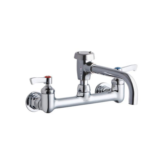 Elkay LK940VS07L2H Service/Utility 8" Centerset Wall Mount Faucet w/7" Vented Spout 2" Lever Handles 1/2" Offset Inlet Chrome